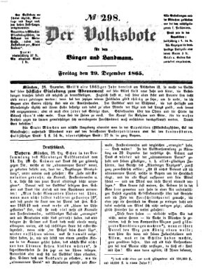 Der Volksbote für den Bürger und Landmann Freitag 29. Dezember 1865