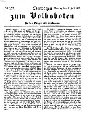 Der Volksbote für den Bürger und Landmann Montag 3. Juli 1865