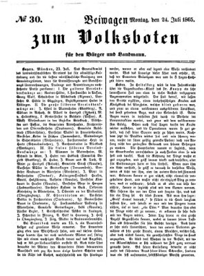 Der Volksbote für den Bürger und Landmann Montag 24. Juli 1865