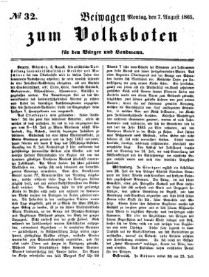 Der Volksbote für den Bürger und Landmann Montag 7. August 1865