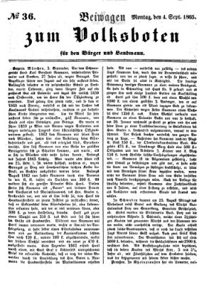 Der Volksbote für den Bürger und Landmann Montag 4. September 1865