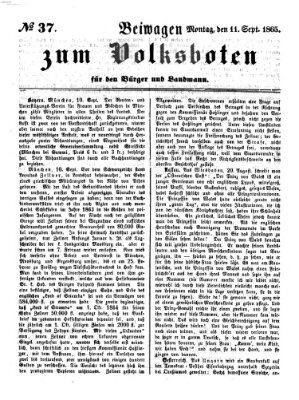 Der Volksbote für den Bürger und Landmann Montag 11. September 1865