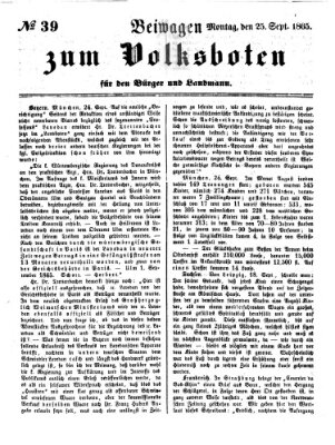 Der Volksbote für den Bürger und Landmann Montag 25. September 1865