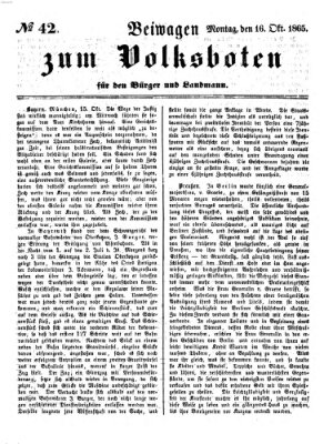 Der Volksbote für den Bürger und Landmann Montag 16. Oktober 1865