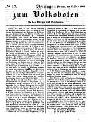 Der Volksbote für den Bürger und Landmann Montag 20. November 1865