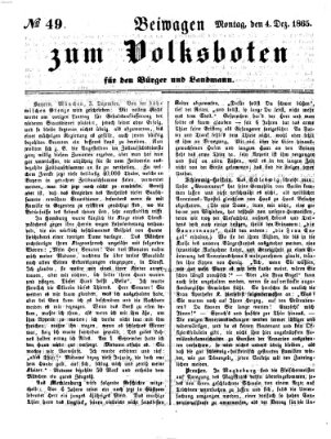 Der Volksbote für den Bürger und Landmann Montag 4. Dezember 1865