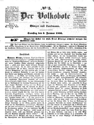 Der Volksbote für den Bürger und Landmann Samstag 6. Januar 1866