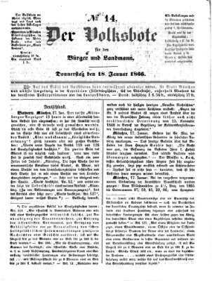 Der Volksbote für den Bürger und Landmann Donnerstag 18. Januar 1866