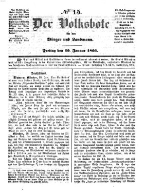 Der Volksbote für den Bürger und Landmann Freitag 19. Januar 1866