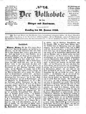 Der Volksbote für den Bürger und Landmann Samstag 20. Januar 1866