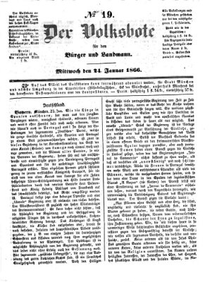 Der Volksbote für den Bürger und Landmann Mittwoch 24. Januar 1866