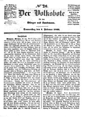 Der Volksbote für den Bürger und Landmann Donnerstag 1. Februar 1866