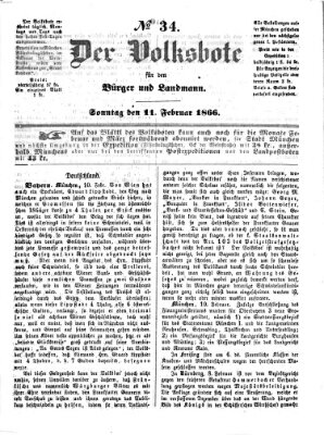 Der Volksbote für den Bürger und Landmann Sonntag 11. Februar 1866