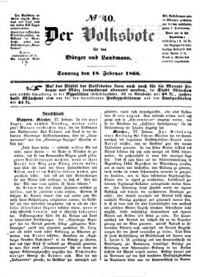 Der Volksbote für den Bürger und Landmann Sonntag 18. Februar 1866