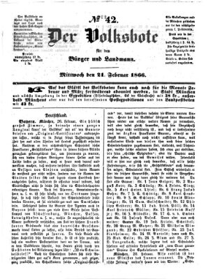 Der Volksbote für den Bürger und Landmann Mittwoch 21. Februar 1866