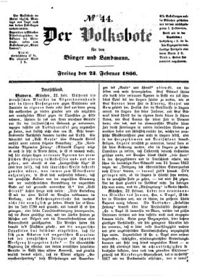 Der Volksbote für den Bürger und Landmann Freitag 23. Februar 1866