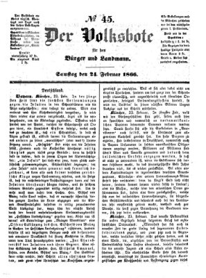 Der Volksbote für den Bürger und Landmann Samstag 24. Februar 1866