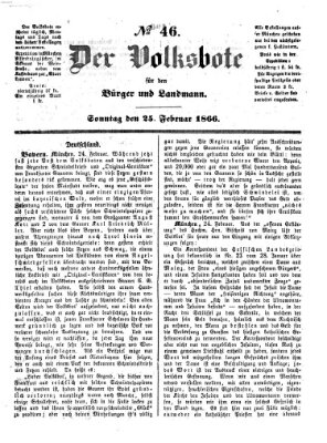 Der Volksbote für den Bürger und Landmann Sonntag 25. Februar 1866