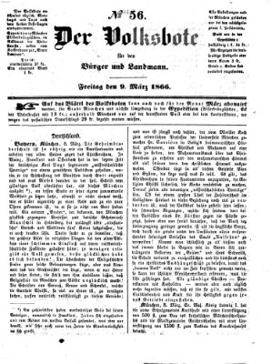 Der Volksbote für den Bürger und Landmann Freitag 9. März 1866