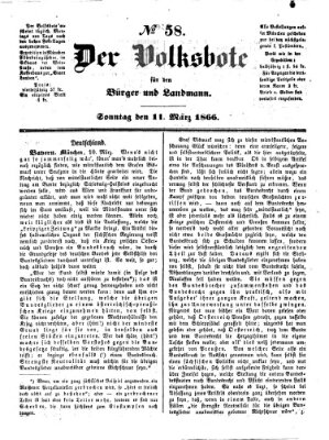 Der Volksbote für den Bürger und Landmann Sonntag 11. März 1866