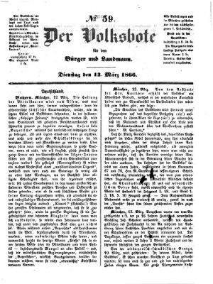 Der Volksbote für den Bürger und Landmann Dienstag 13. März 1866