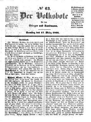 Der Volksbote für den Bürger und Landmann Samstag 17. März 1866