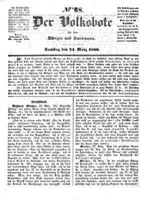 Der Volksbote für den Bürger und Landmann Samstag 24. März 1866