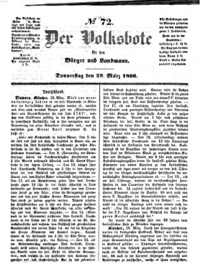 Der Volksbote für den Bürger und Landmann Donnerstag 29. März 1866