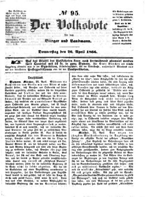 Der Volksbote für den Bürger und Landmann Donnerstag 26. April 1866