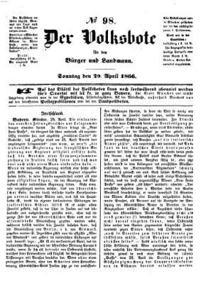 Der Volksbote für den Bürger und Landmann Sonntag 29. April 1866