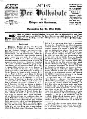 Der Volksbote für den Bürger und Landmann Donnerstag 24. Mai 1866