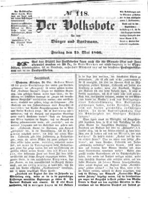 Der Volksbote für den Bürger und Landmann Freitag 25. Mai 1866