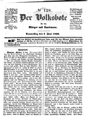 Der Volksbote für den Bürger und Landmann Donnerstag 7. Juni 1866