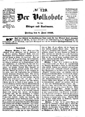 Der Volksbote für den Bürger und Landmann Freitag 8. Juni 1866