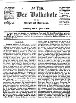 Der Volksbote für den Bürger und Landmann Samstag 9. Juni 1866