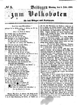 Der Volksbote für den Bürger und Landmann Montag 5. Februar 1866