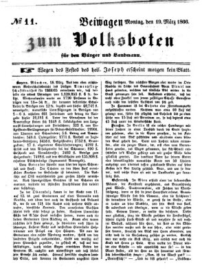 Der Volksbote für den Bürger und Landmann Montag 19. März 1866