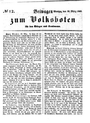 Der Volksbote für den Bürger und Landmann Montag 26. März 1866