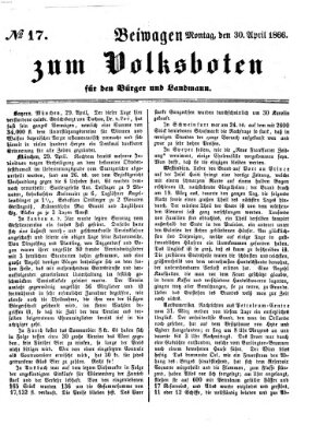 Der Volksbote für den Bürger und Landmann Montag 30. April 1866