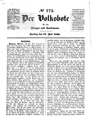 Der Volksbote für den Bürger und Landmann Freitag 27. Juli 1866