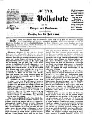 Der Volksbote für den Bürger und Landmann Samstag 28. Juli 1866