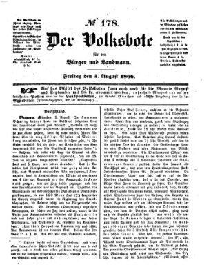 Der Volksbote für den Bürger und Landmann Freitag 3. August 1866