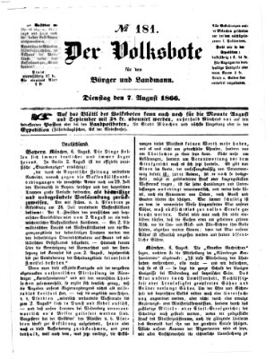 Der Volksbote für den Bürger und Landmann Dienstag 7. August 1866