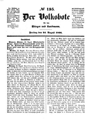 Der Volksbote für den Bürger und Landmann Freitag 24. August 1866