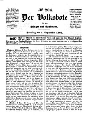 Der Volksbote für den Bürger und Landmann Dienstag 4. September 1866