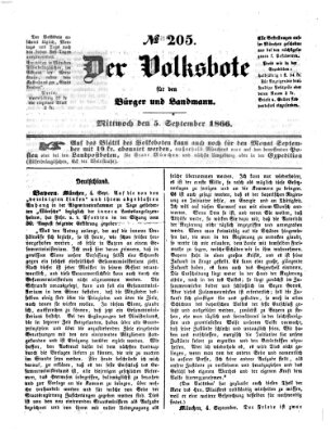 Der Volksbote für den Bürger und Landmann Mittwoch 5. September 1866