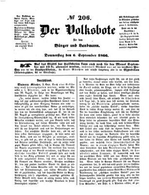 Der Volksbote für den Bürger und Landmann Donnerstag 6. September 1866