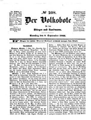 Der Volksbote für den Bürger und Landmann Samstag 8. September 1866