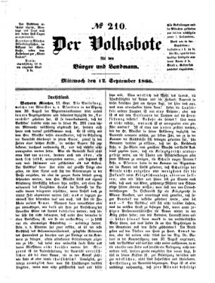 Der Volksbote für den Bürger und Landmann Mittwoch 12. September 1866