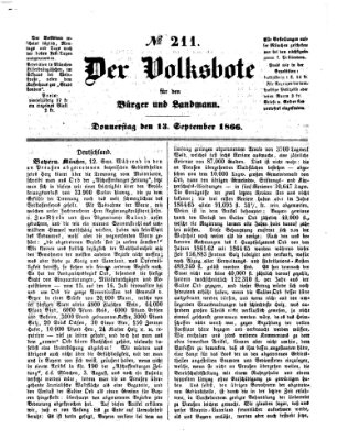 Der Volksbote für den Bürger und Landmann Donnerstag 13. September 1866